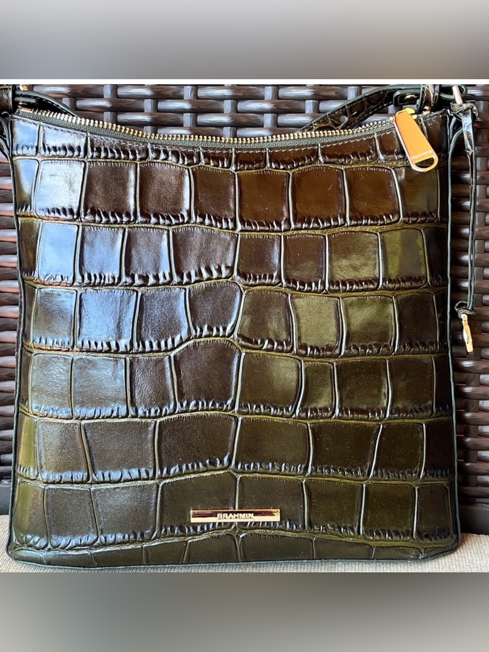 NWT HTF Brahmin Katie MATCHA GREEN BAIZE Crossbody